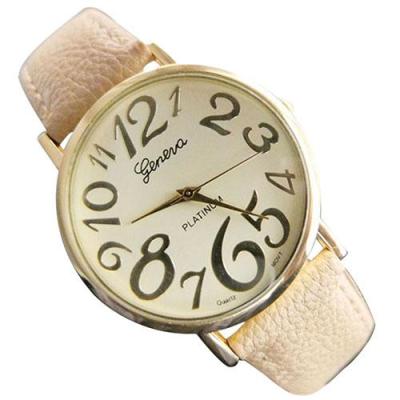 Norate Unisex Students Arabic Numerals Dial Wrist Watch Beige