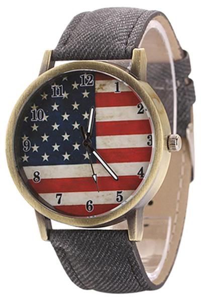 Norate United States Flag Bronze Denim Analog Watch Black