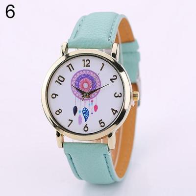 Norate Women Dream Catcher Dial Faux Leather Analog Quartz Wrist Watch Sky Blue