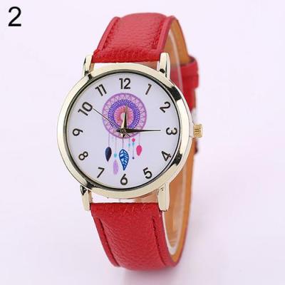 Norate Women Dream Catcher Dial Faux Leather Analog Quartz Wrist Watch Red