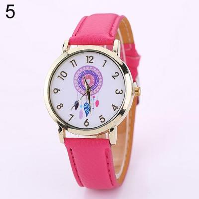 Norate Women Dream Catcher Dial Faux Leather Analog Quartz Wrist Watch Rose-Red