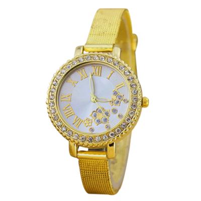 Norate Women's Butterfly Flower Rhinestone Fine Mesh Alloy Band Golden Tone Wrist Watch 4