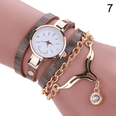 Norate Women's Fashion Multilayer Slim Strap Eagle Pendant Rhinestone Bracelet Watch Brown