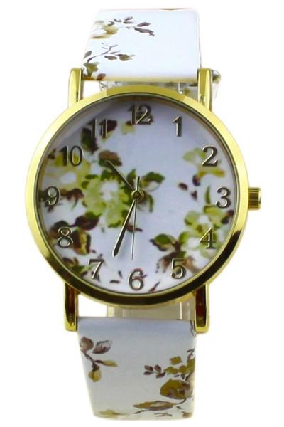 Norate Women's Flowers Faux Leather Analog Quartz Wrist Watch Yellow