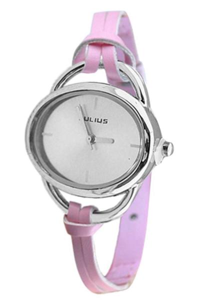 Norate Women's Oval Slim Faux Leather Analog Quartz Watch Pink