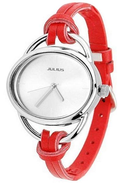 Norate Women's Oval Slim Faux Leather Analog Quartz Watch Red