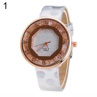 Norate Women's Quicksand Roman Number Faux Leather Wrist Watch White