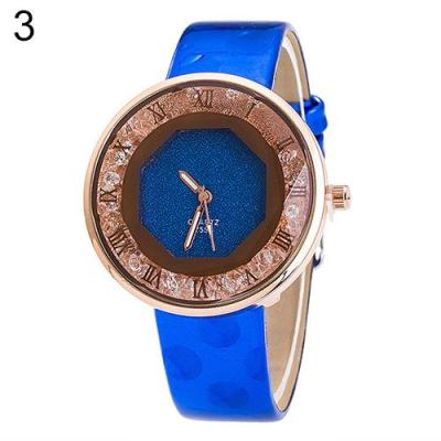 Norate Women's Quicksand Roman Number Faux Leather Wrist Watch Sapphire Blue