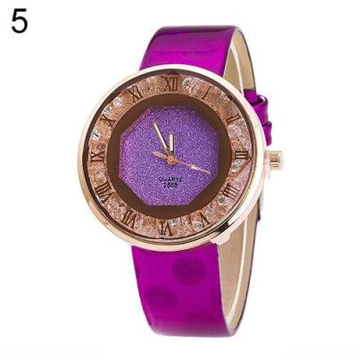 Norate Women's Quicksand Roman Number Faux Leather Wrist Watch Purple