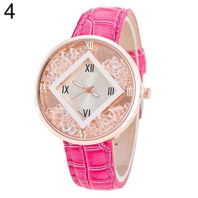 Norate Women's Quicksand Roman Number Square Dial Wrist Watch Rose-Red