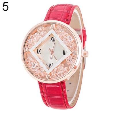 Norate Women's Quicksand Roman Number Square Dial Wrist Watch Red