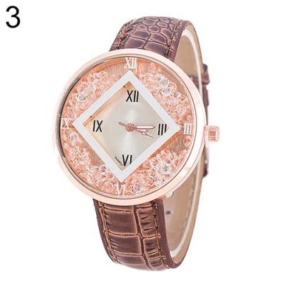 Norate Women's Quicksand Roman Number Square Dial Wrist Watch Brown