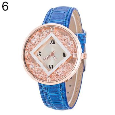 Norate Women's Quicksand Roman Number Square Dial Wrist Watch Sapphire Blue