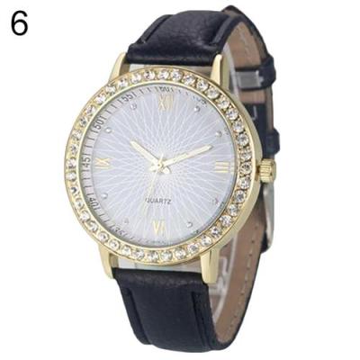 Norate Women's Rhinestone Roman Number Analog Quartz Wrist Watch Black