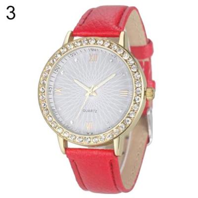 Norate Women's Rhinestone Roman Number Analog Quartz Wrist Watch Red