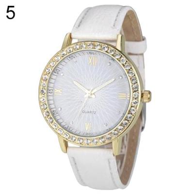 Norate Women's Rhinestone Roman Number Analog Quartz Wrist Watch White