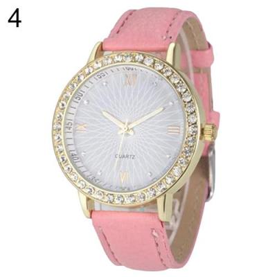 Norate Women's Rhinestone Roman Number Analog Quartz Wrist Watch Pink