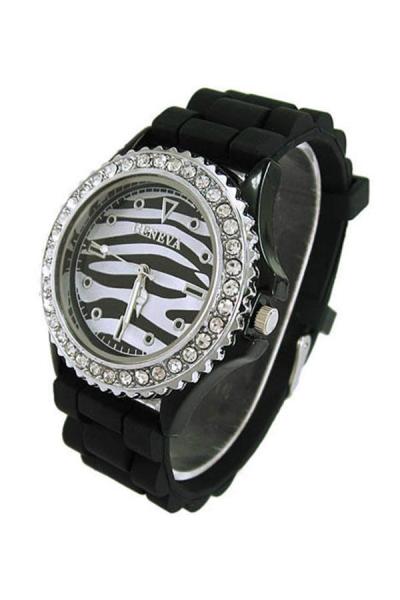 Norate Women's Zebra Dial Silicone Jelly Wrist Watch Black