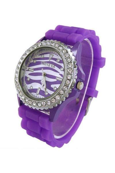 Norate Women's Zebra Dial Silicone Jelly Wrist Watch Purple