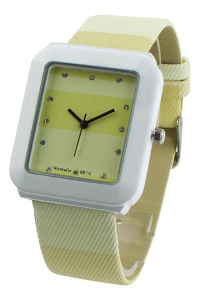 Norate Womens Square Dial Quartz Crystal Lemon Leather Strap Watch