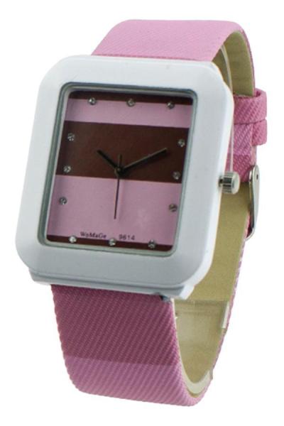 Norate Womens Square Dial Quartz Crystal Pink Leather Strap Watch