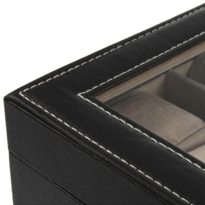 OBN PU Leather 10 Slots Wrist Watch Display Box Storage Holder Organizer Case-Black