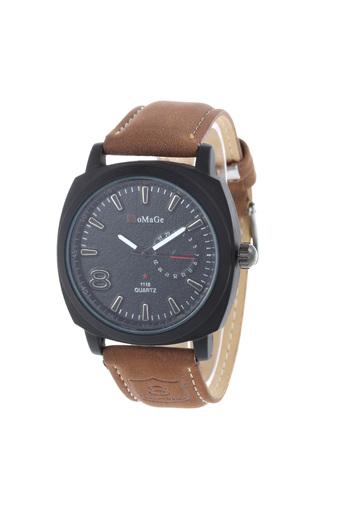 OEM Military Jam Tangan Pria - Coklat - Strap Kulit - Quartz Movement Watch  