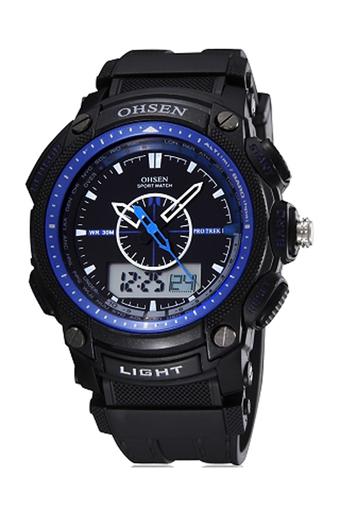 Ohsen - Jam tangan Pria - Hitam - Strap Rubber - Digital Sport Watch  