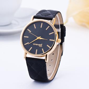 Okdeals Lady Leather Band Analog Quartz Roman Wrist Watch Black  