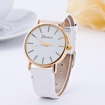 Okdeals Lady Leather Band Analog Quartz Roman Wrist Watch White  