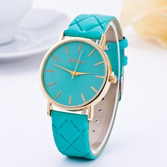 Okdeals Lady Leather Band Analog Quartz Roman Wrist Watch Blue  