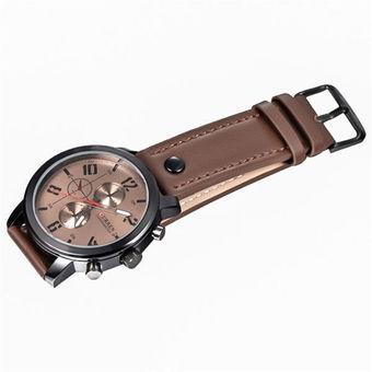 Okdeals Men's Leather Stainless Steel Sport Analog Quartz Wrist Watch Waterproof Brown Black (Intl)  
