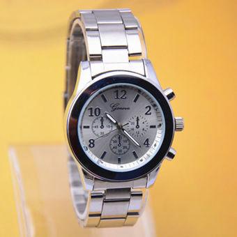 Okdeals Women Stainless Steel Quartz Geneva Wrist Watch Silver (Intl)  