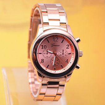 Okdeals Women Stainless Steel Quartz Geneva Wrist Watch Rose Gold (Intl)  