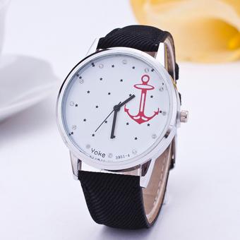 Okdeals Women's Leather Band Anchor Analog Quartz Wrist Watch Black  