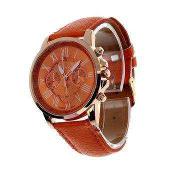 Olayer Fashion Women Watch Roman Numerals Faux Leather Analog Quartz Casual WristWatch- Intl  