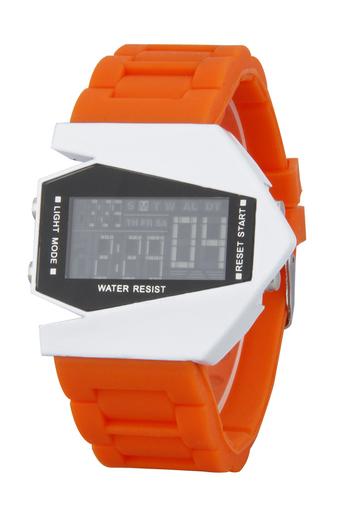 Olen Fighter Plane Shape Silicone Digital LED Wrist Watches (orange)  