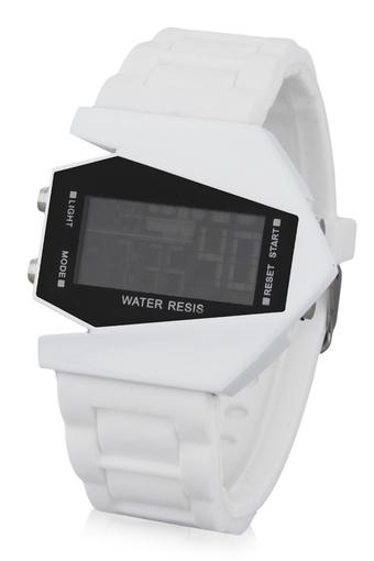 Olen Fighter Plane Shape Silicone Digital LED Wrist Watches (white)  