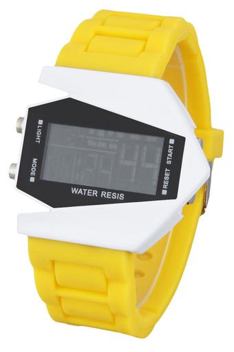 Olen Fighter Plane Shape Silicone Digital LED Wrist Watches (yellow)  