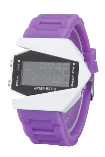 Olen Fighter Plane Shape Silicone Digital LED Wrist Watches (purple)  