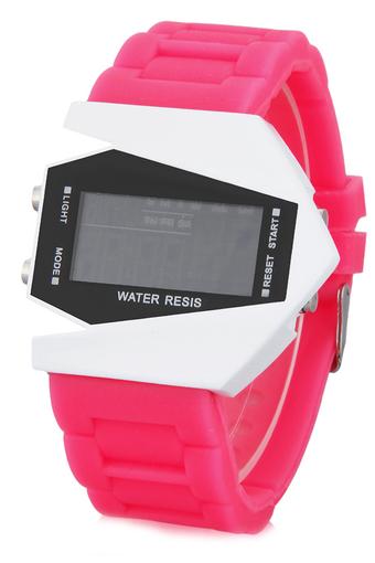 Olen Fighter Plane Shape Silicone Digital LED Wrist Watches (rose)  