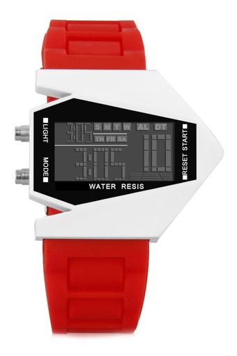 Olen Fighter Plane Shape Silicone Digital LED Wrist Watches (red)  