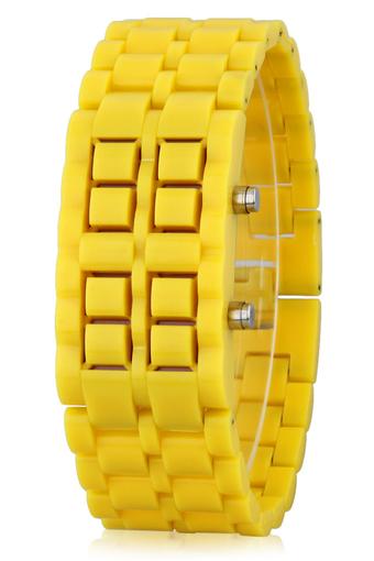 Olen Plastic Samurai Red LED Digital Wrist Watch (Yellow)  