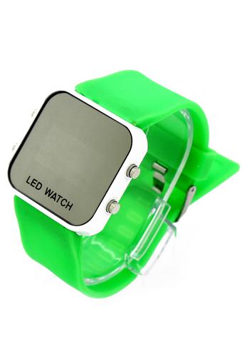 Olen Square Mirror Face Silicone Digital LED Sport Watches (green)  