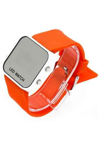 Olen Square Mirror Face Silicone Digital LED Sport Watches (orange)  