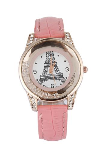 Olen Women's Pink Leather Strap Watch  