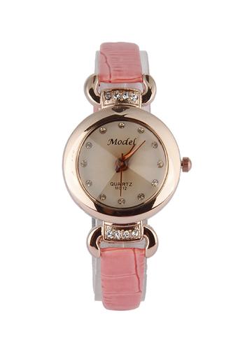 Olen Women's Pink PU Leather Strap Watch  