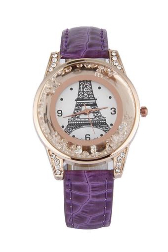 Olen Women's Purple Leather Strap Watch  