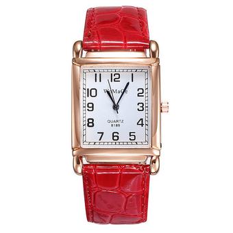 Original WoMaGe Fashion Quartz Squareness Wristwatches Sport General Alloy Leather Strap watches?Red? (Intl)  