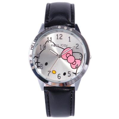 Ormano - Jam Tangan Anak - Hitam - Leather Strap - Fun Hello Kitty Girl Watch